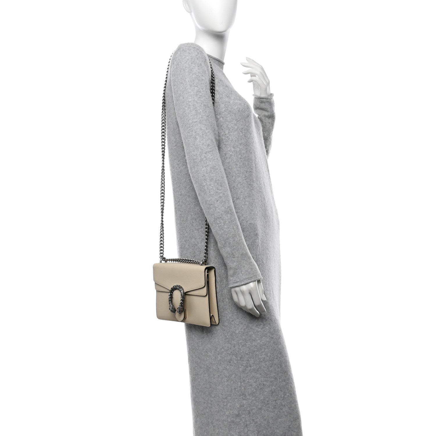 Gucci Textured Calfskin Crystal Mini Dionysus Shoulder Bag Mystic White 2 of 18
