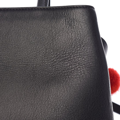 Fendi Vitello Dolce Mink Fur Pom Pom Petite 2Jours Tote Black Multicolor 10 of 11