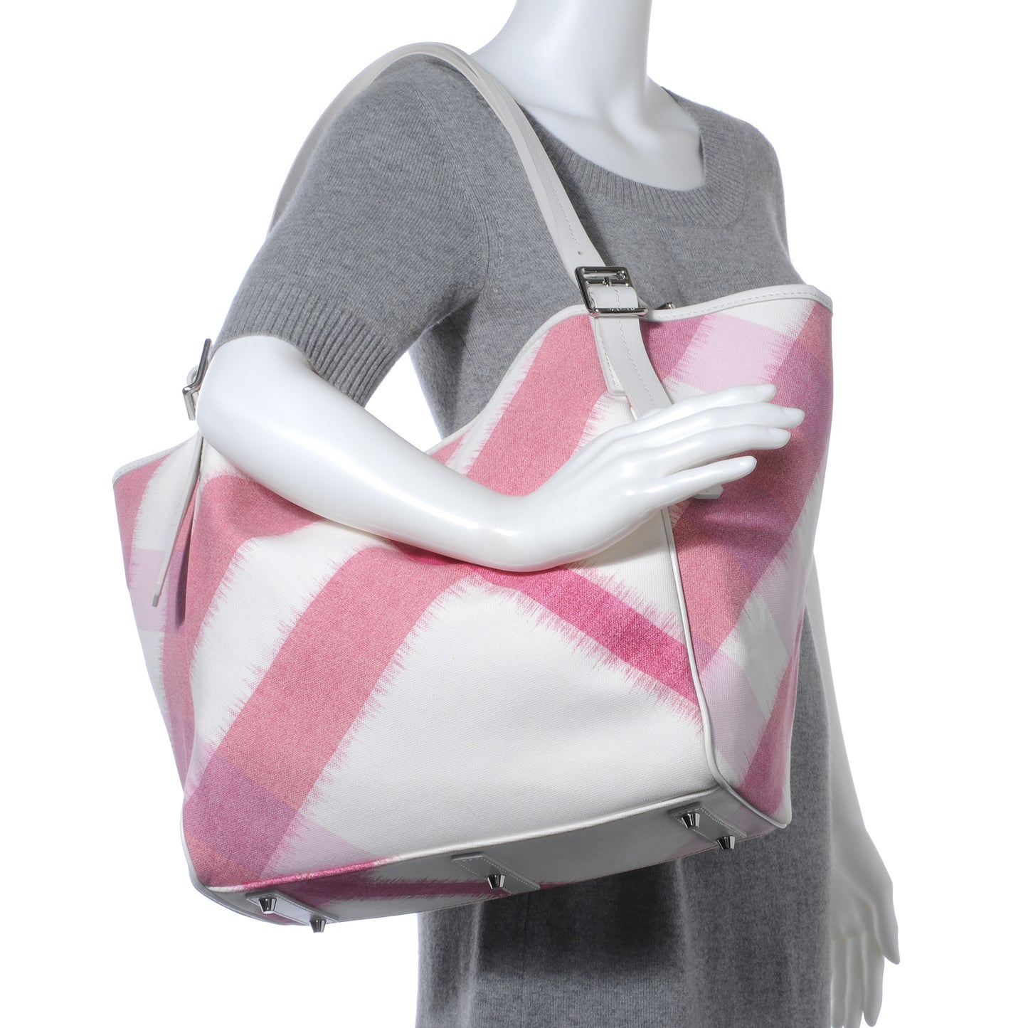 Canvas Ikat Check Tote Tea Rose