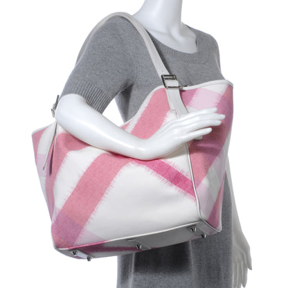 Burberry Canvas Ikat Check Tote Tea Rose 2 of 11