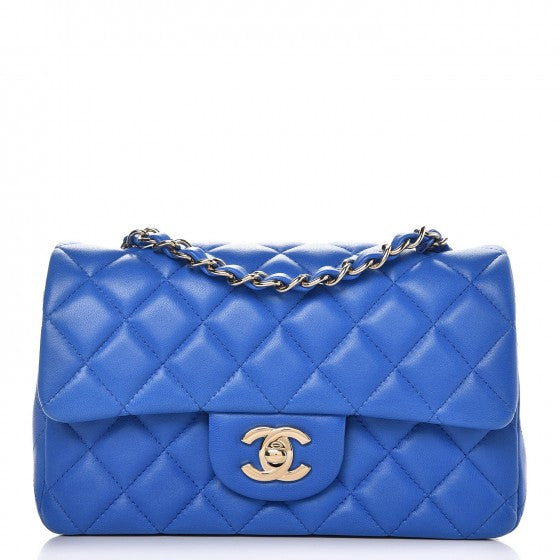 Chanel Lambskin Quilted Mini Rectangular Flap Blue 1 of 8