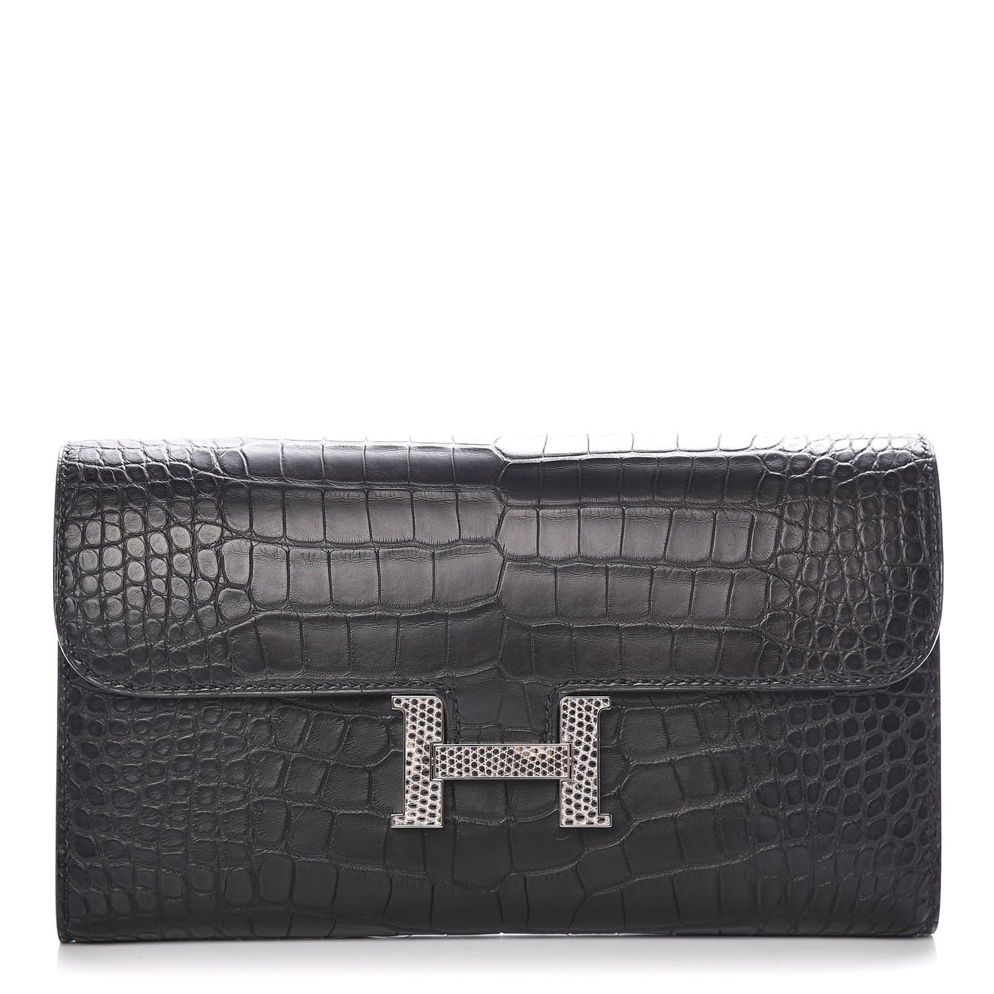Matte Alligator Lizard Constance Wallet Black Ombre