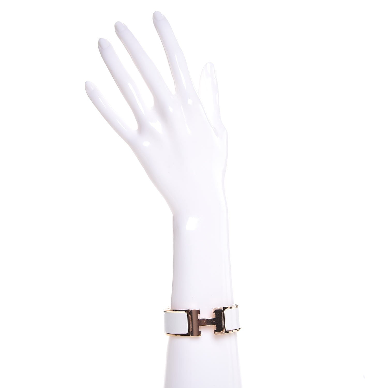 Hermes Enamel Wide Clic Clac H Bracelet PM White 2 of 8