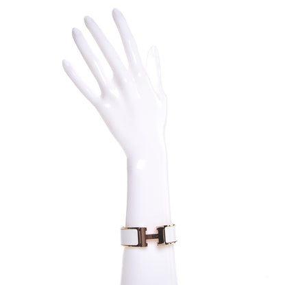 Hermes Enamel Wide Clic Clac H Bracelet PM White 2 of 8