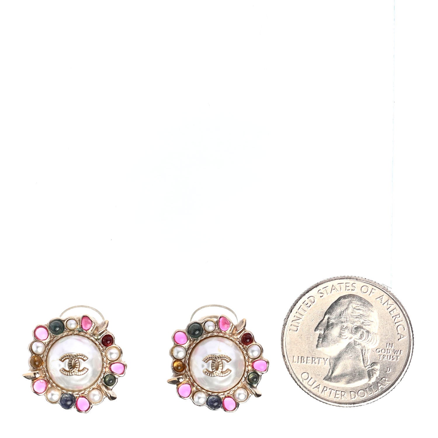 Chanel Pearl Gripoix CC Round Earrings Gold 2 of 4