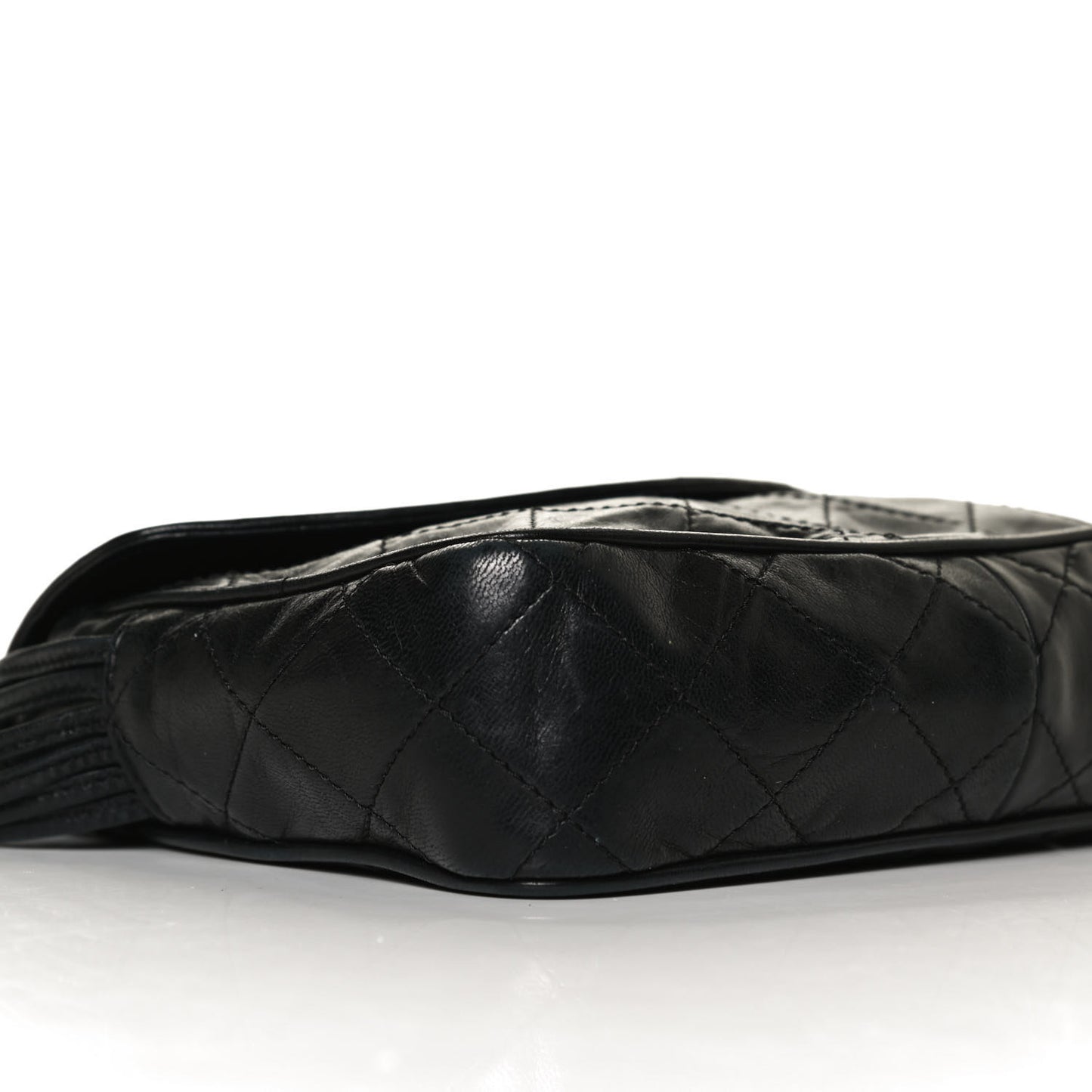 Lambskin Stitched Small Single Flap Black