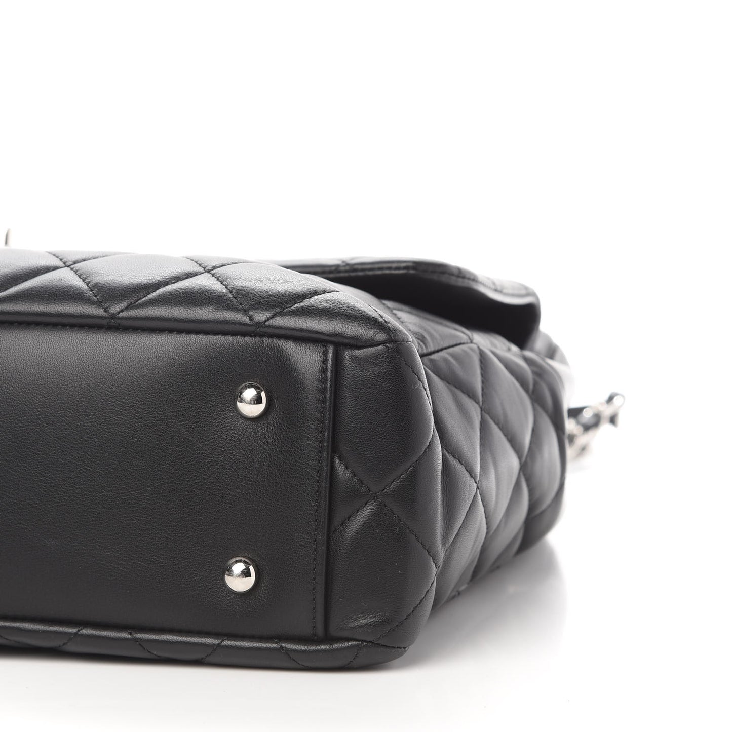 Lambskin Quilted Bowler Flap Shoulder Bag Black
