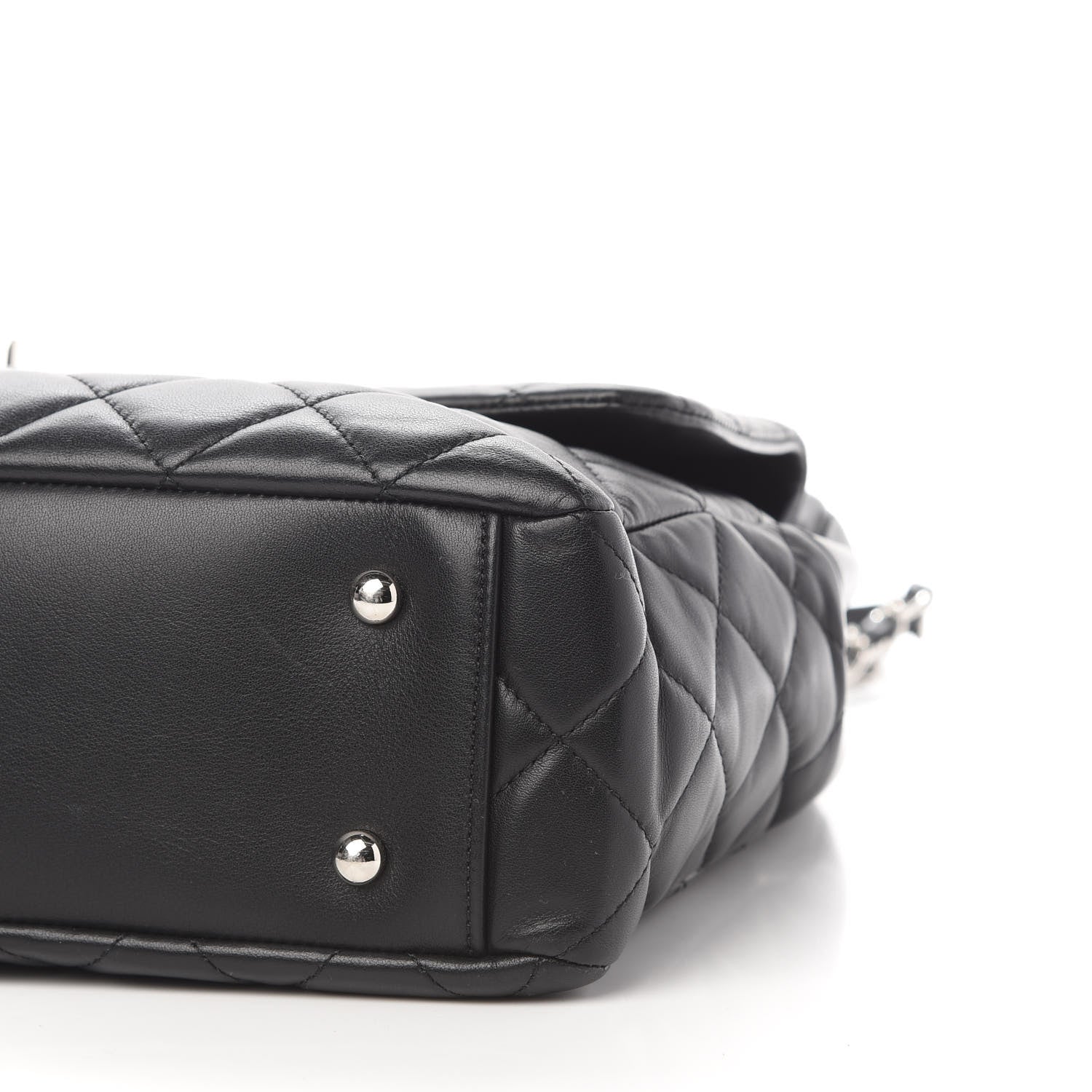 Chanel Lambskin Quilted Bowler Flap Shoulder Bag Black 8 of 9