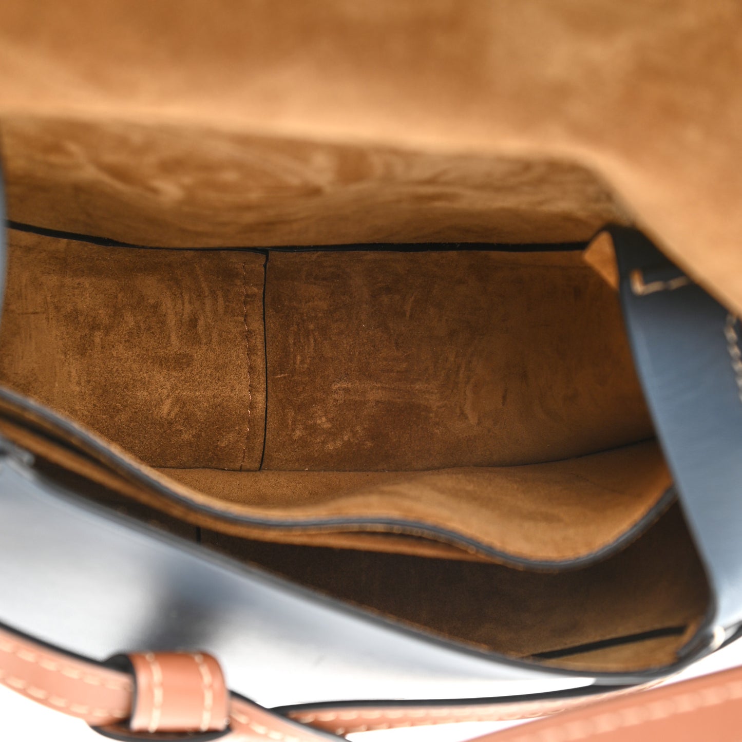 Calfskin Small Gate Crossbody Bag Tan Steel Blue