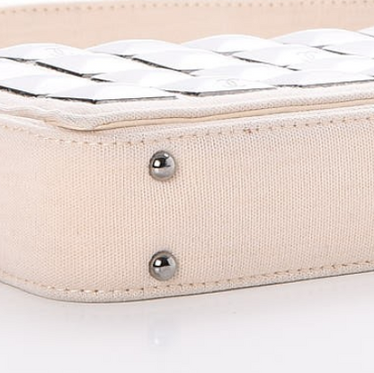 Chanel Canvas Studded Flap Off White 5 of 12