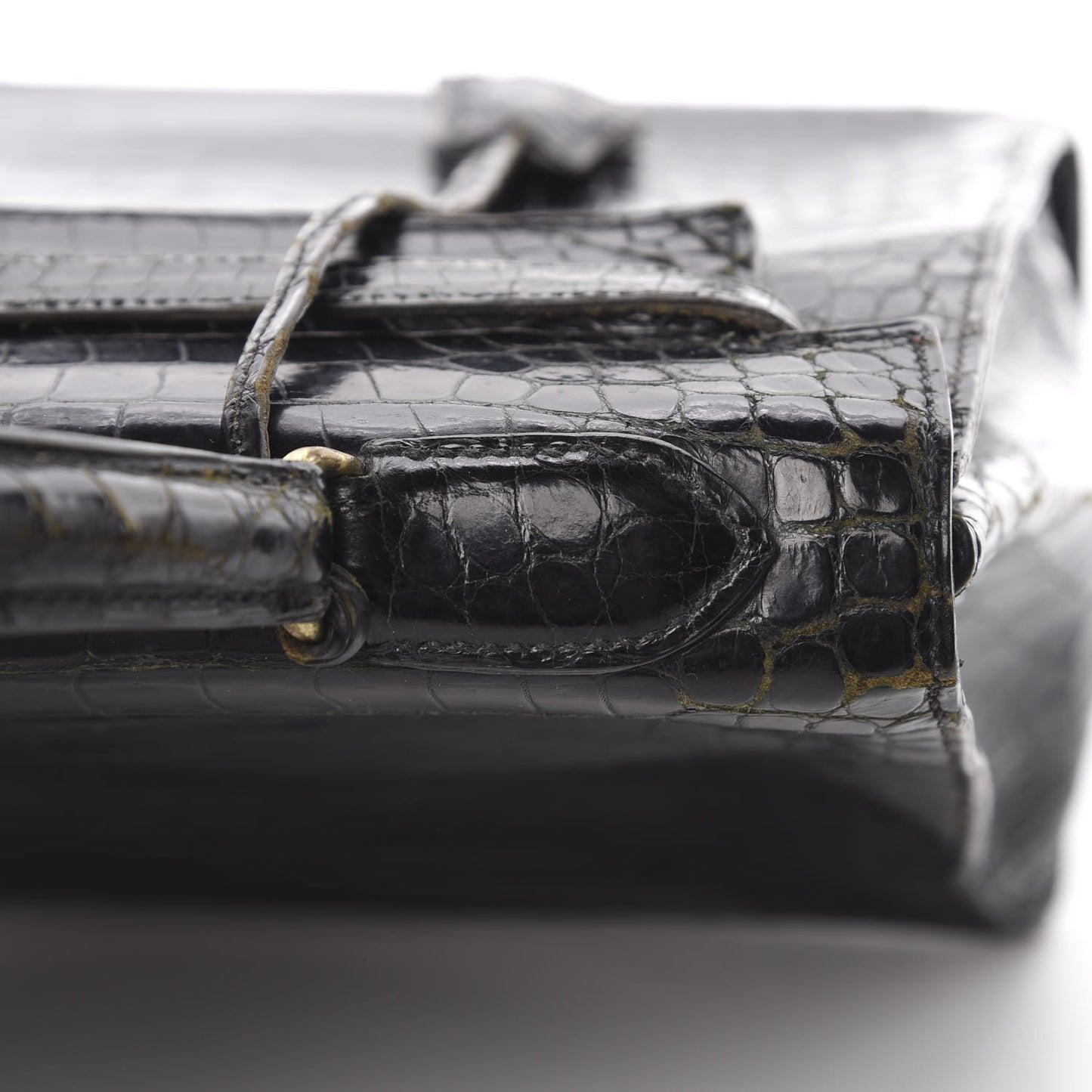 Shiny Porosus Crocodile Kelly Sellier 32 Black