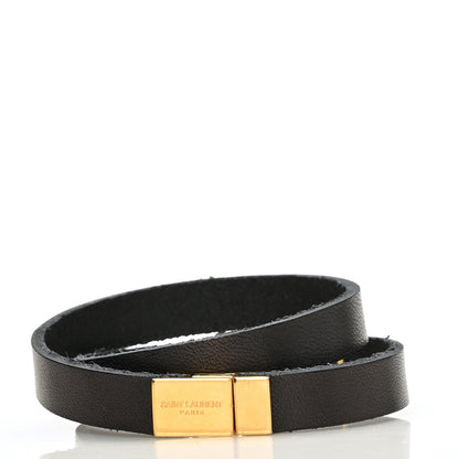 Saint Laurent Calfskin Opyum Double Wrap Bracelet Black 3 of 4