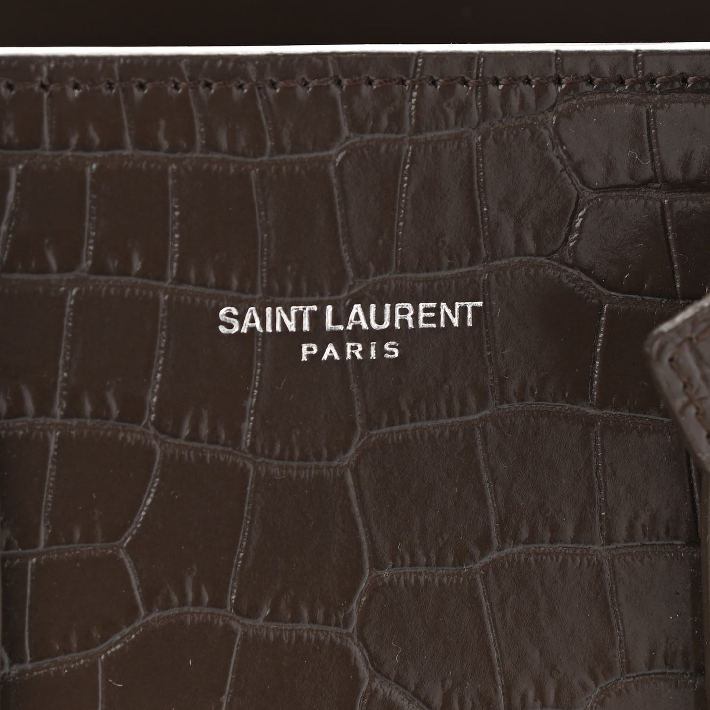 Calfskin Crocodile Embossed Baby Sac De Jour Dark Brown
