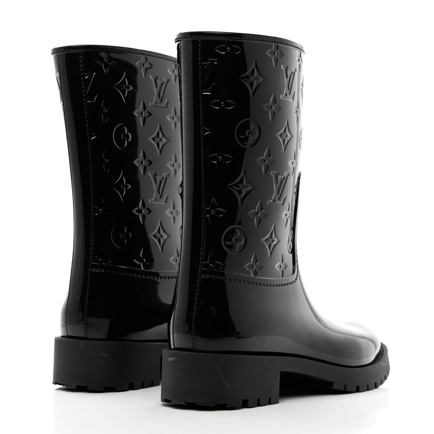 Louis Vuitton Rubber Embossed Monogram Splash Rain Short Boots 41 Black 4 of 12