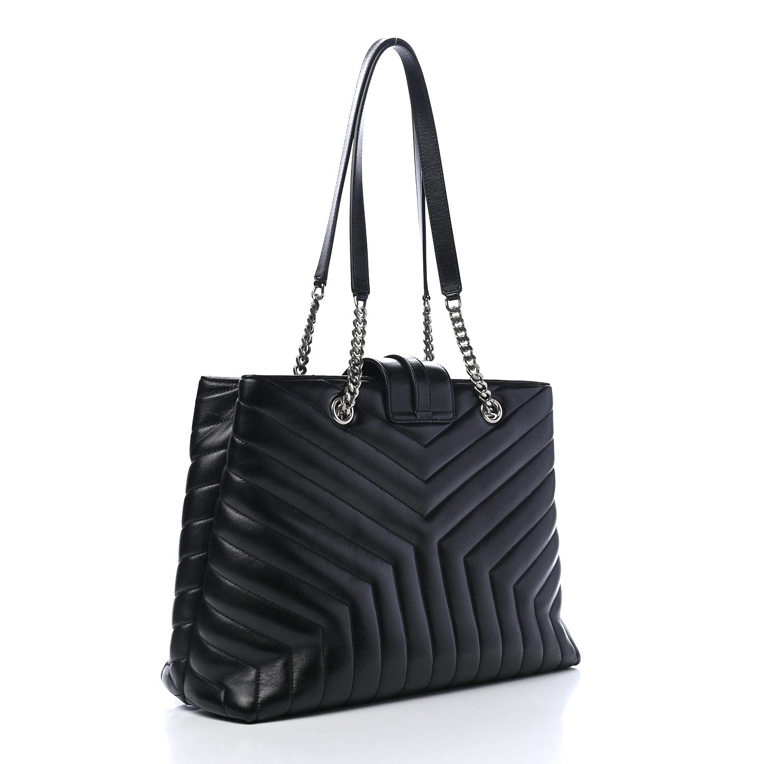 Saint Laurent Calfskin Y Quilted Monogram Large Loulou Shopper Black 3 of 9