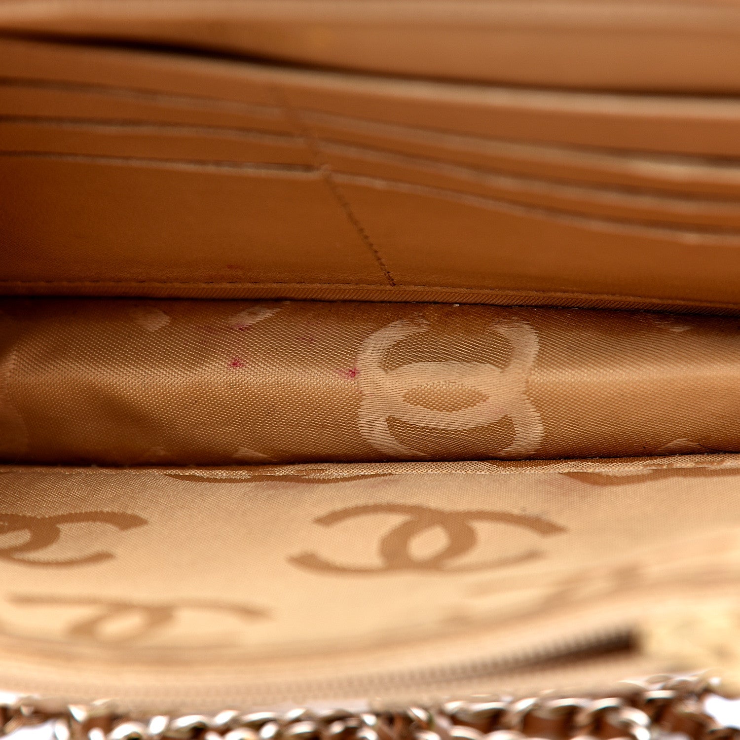 Chanel Calfskin Stitched Square Quilted Wallet On Chain WOC Beige 13 of 17