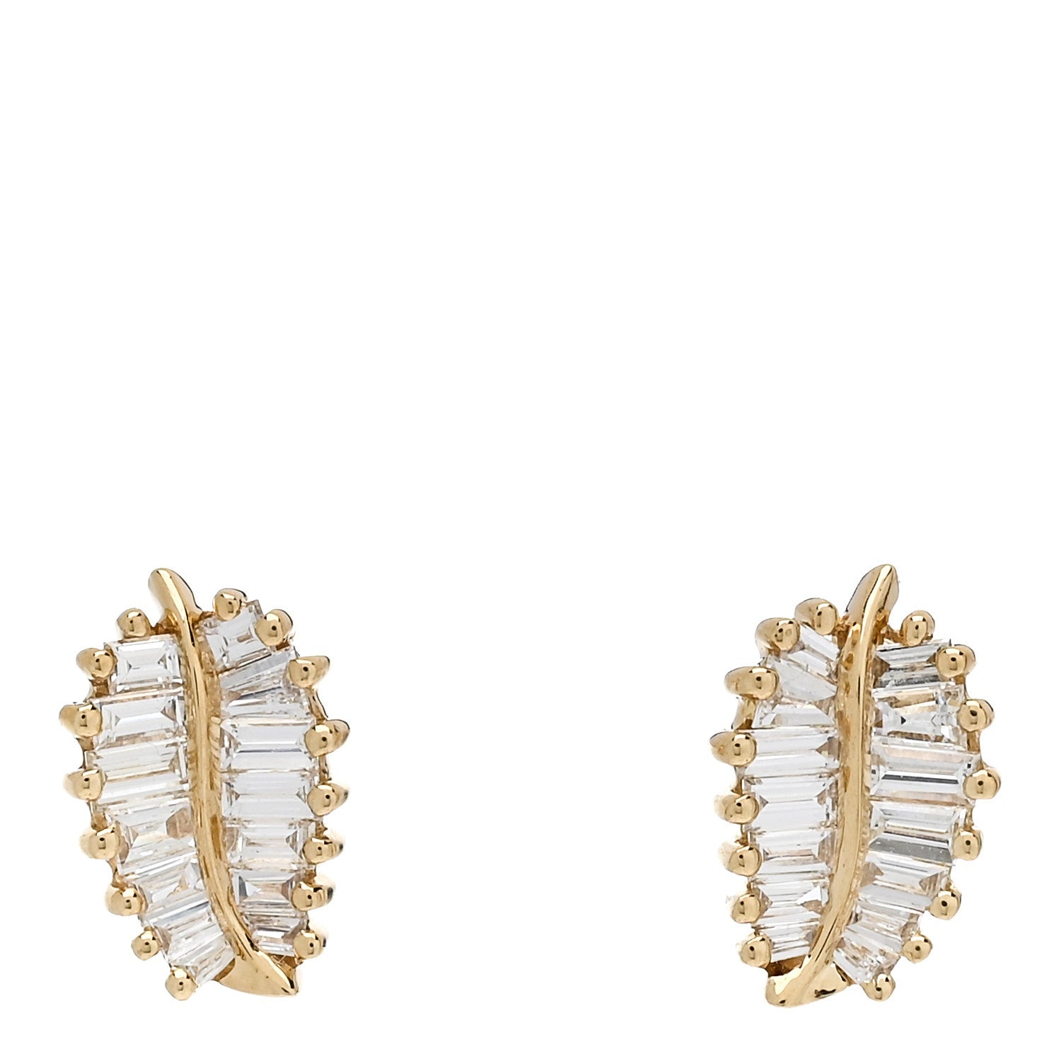Anita Ko 18K Yellow Gold Diamond Small Palm Leaf Earrings 1 of 5