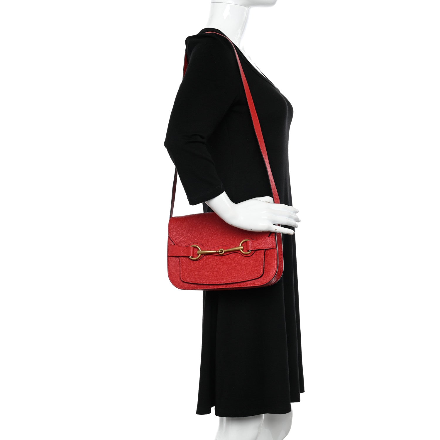Gucci Grained Calfskin Large Bright Bit Flap Bag Red 2 of 10