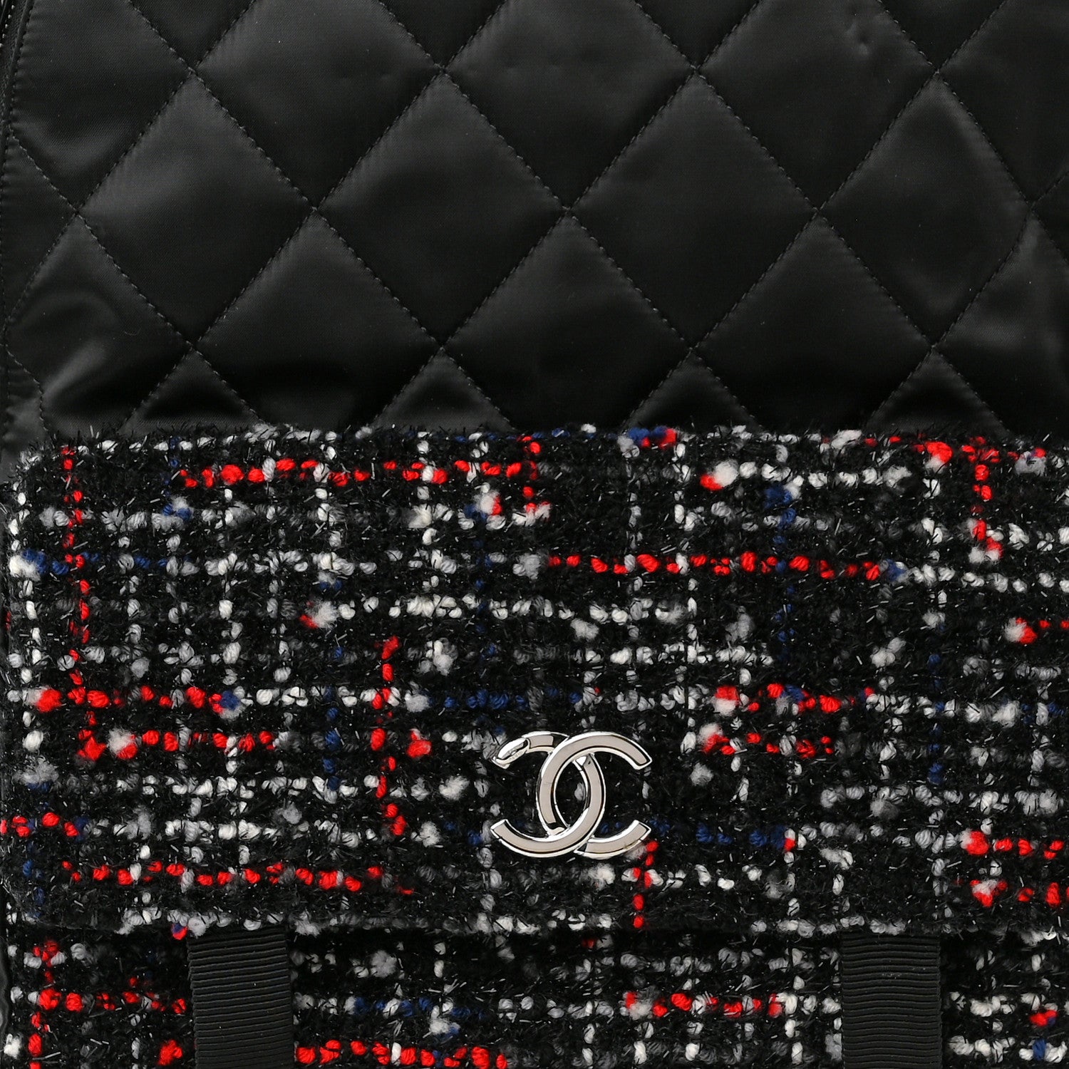 Chanel Tweed Nylon Quilted Astronaut Essentials Backpack Black Multicolor 8 of 10