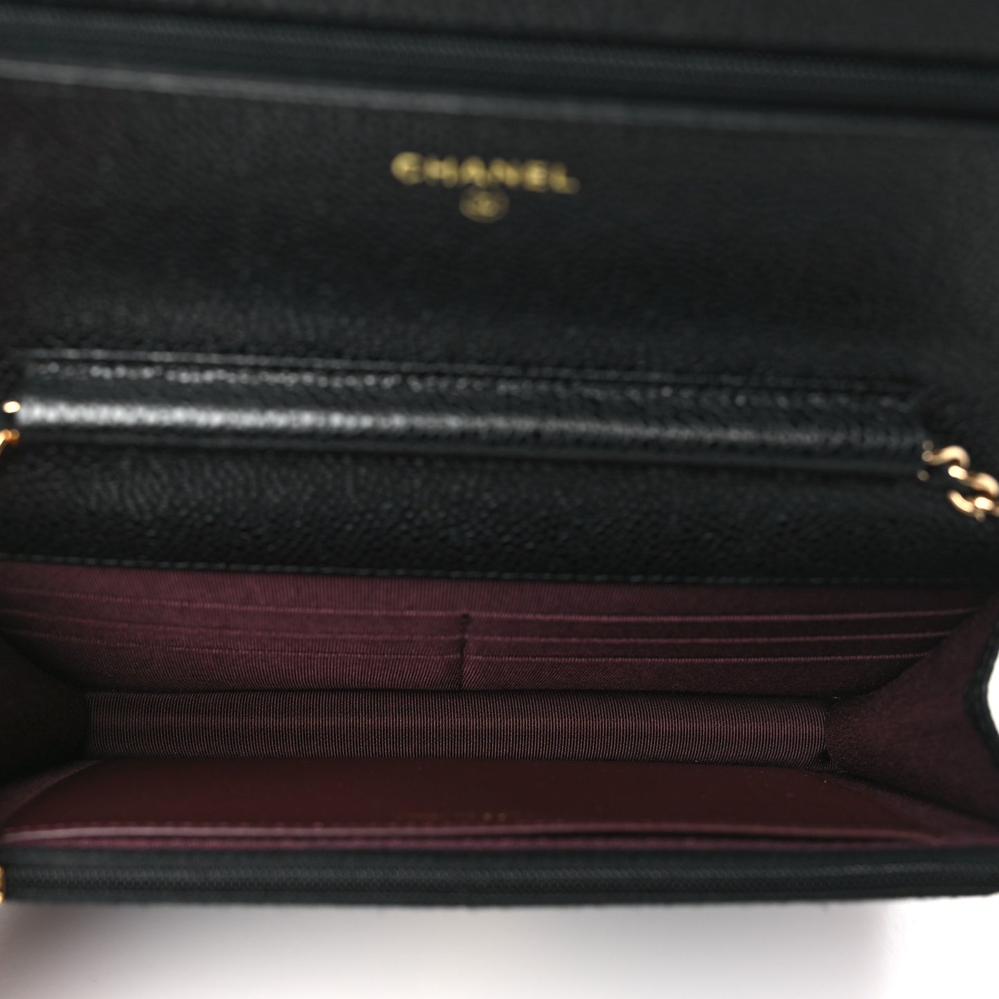Caviar Quilted Wallet on Chain WOC Black