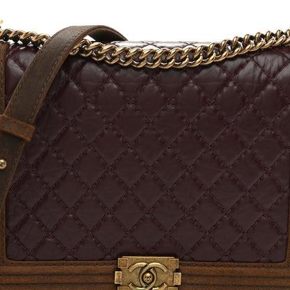 Chanel Aged Calfskin Nubuck Quilted Large Boy Flap Burgundy 8 of 10