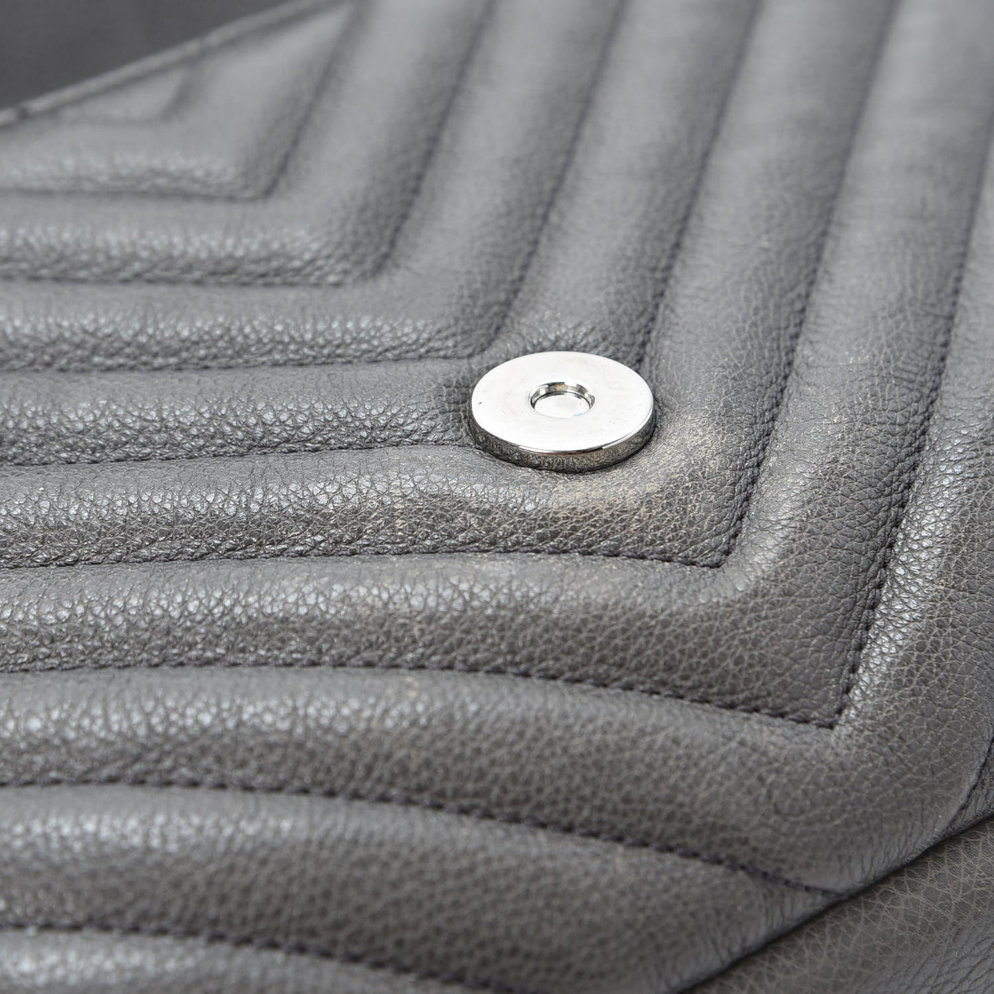 Sheepskin Matelasse Chevron Monogram Medium College Bag Asphalt