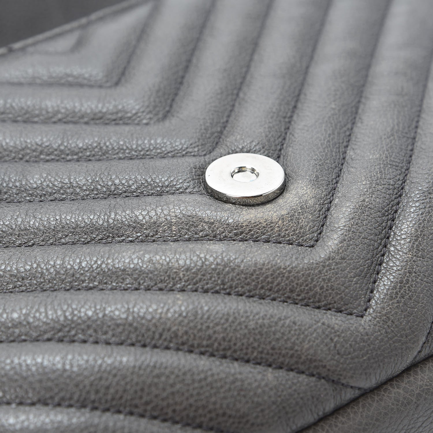 Saint Laurent Sheepskin Matelasse Chevron Monogram Medium College Bag Asphalt 12 of 13