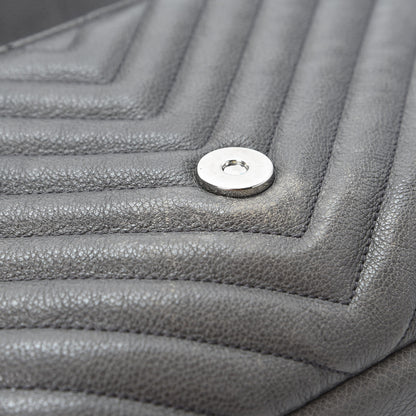 Saint Laurent Sheepskin Matelasse Chevron Monogram Medium College Bag Asphalt 12 of 13