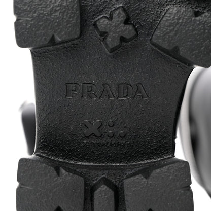 Prada Spazzolato Rois Re-Nylon Metal Triangle Logo Monolith Pouch Pocket 55mm Tall Boots 37 Black 8 of 8