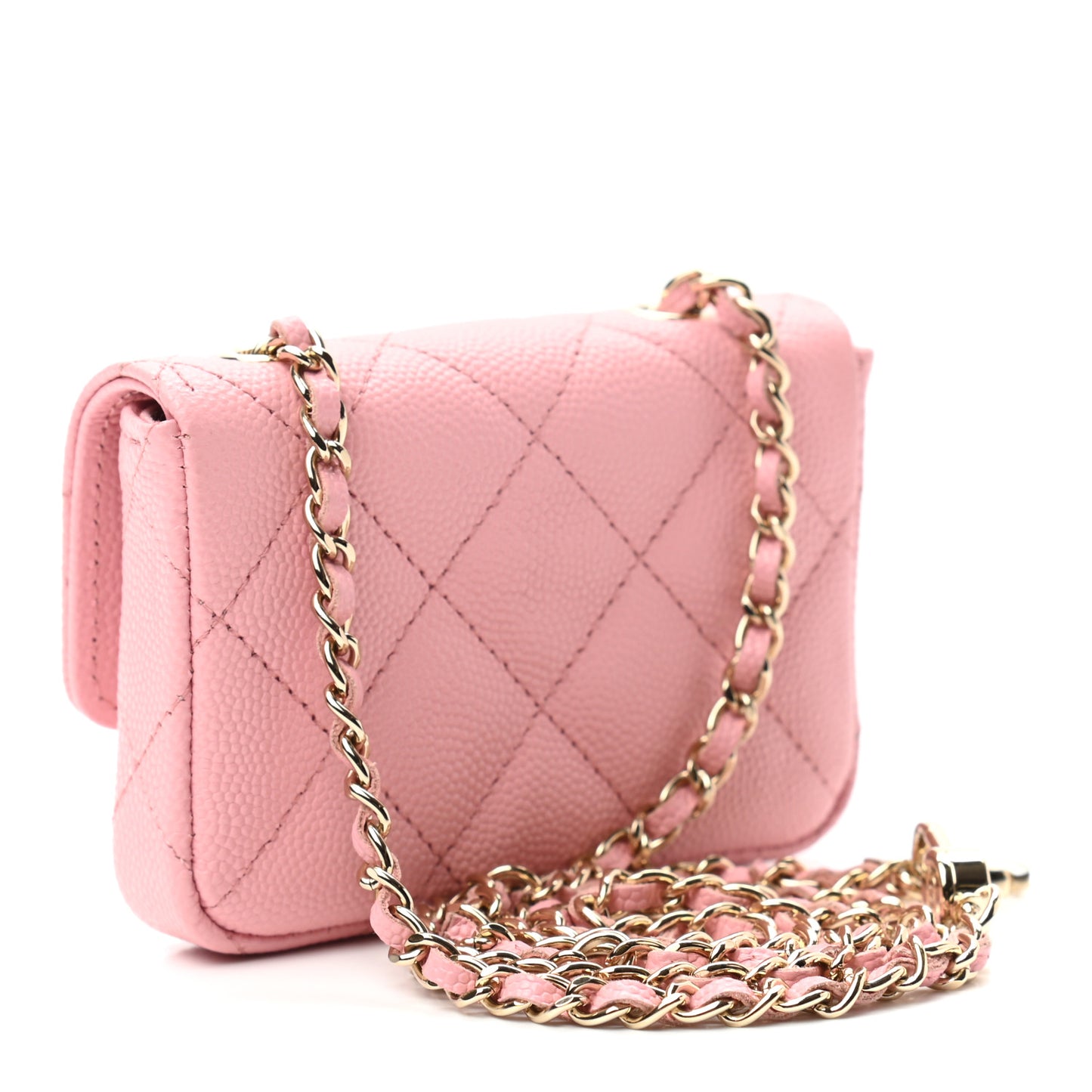 Caviar Quilted Mini Chain Belt Bag Light Pink