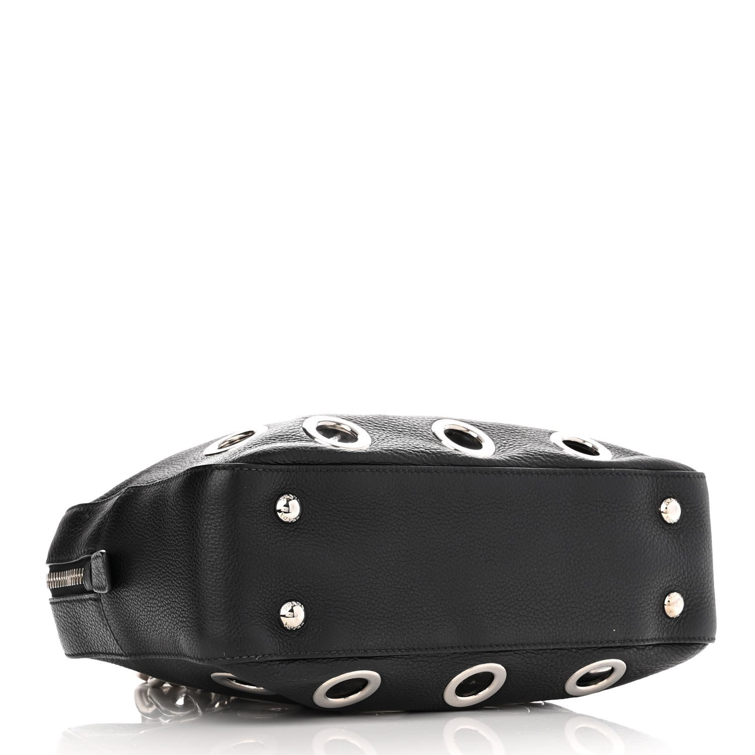 Prada Vitello Daino Grommet Chain Satchel Bag Black 4 of 11