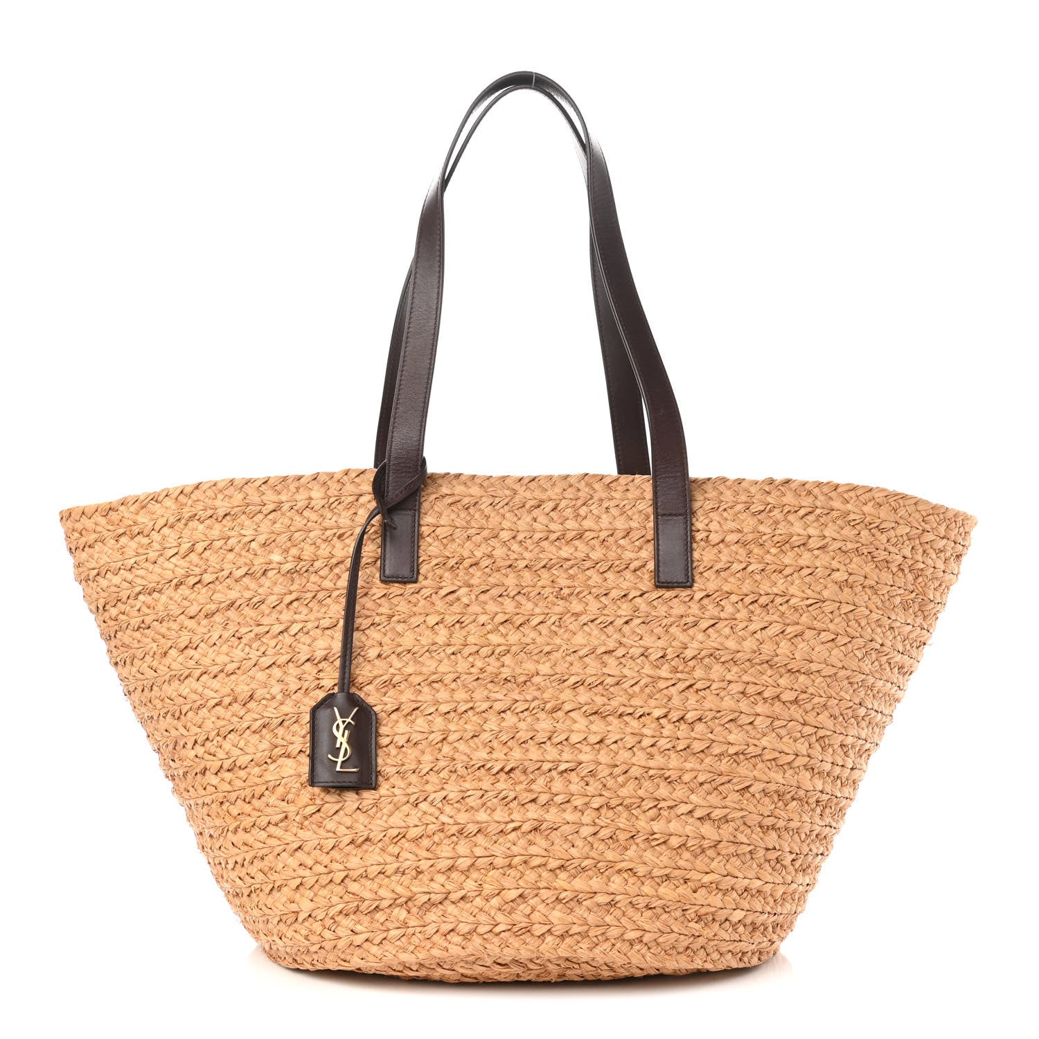 Saint Laurent Raffia Calfskin Medium Panier Tote 1 of 10