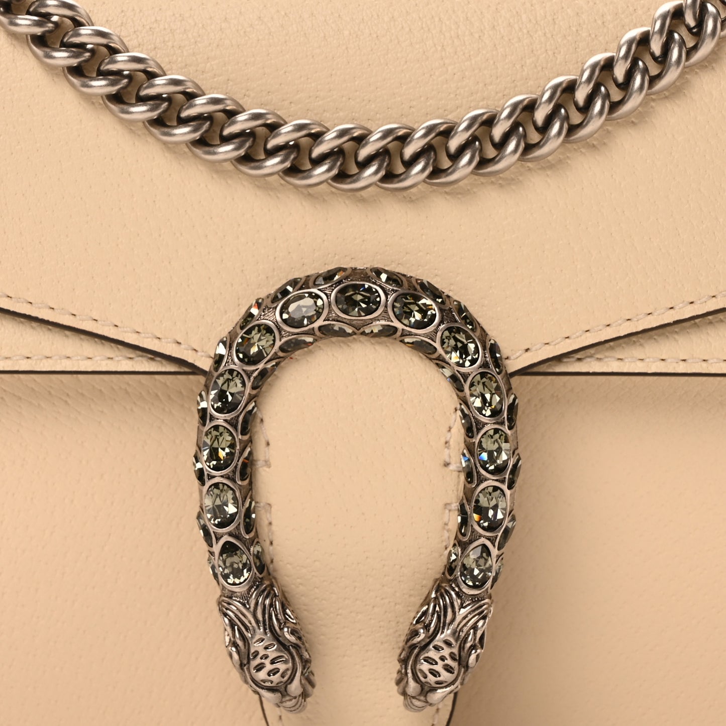 Textured Calfskin Crystal Small Dionysus Shoulder Bag Mystic White