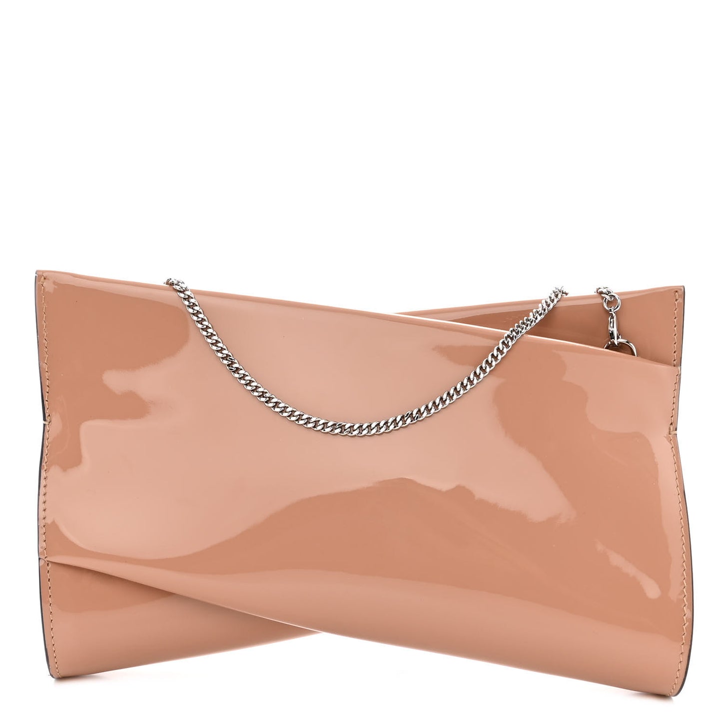 Patent Small Loubi Twist Zip Chain Clutch Bag Blush
