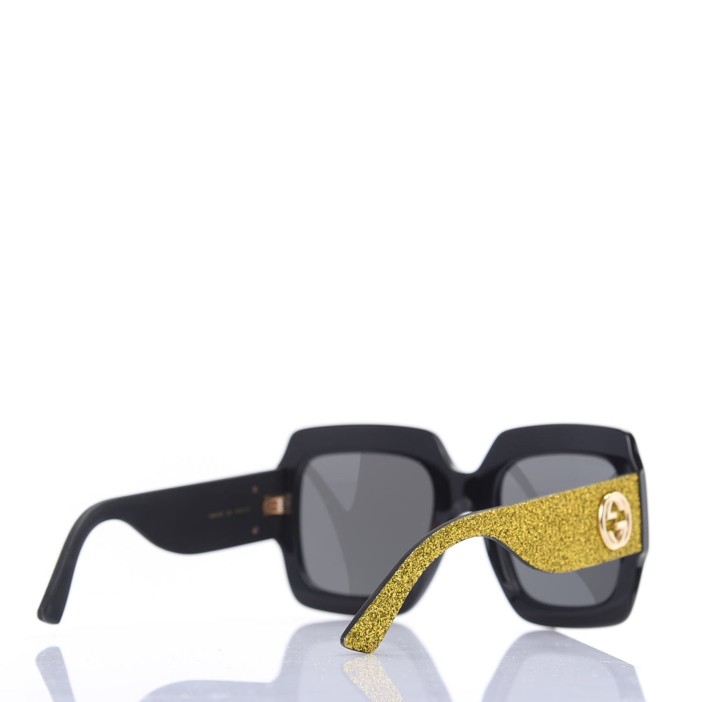 Square Frame GG0102S Sunglasses Glitter Gold