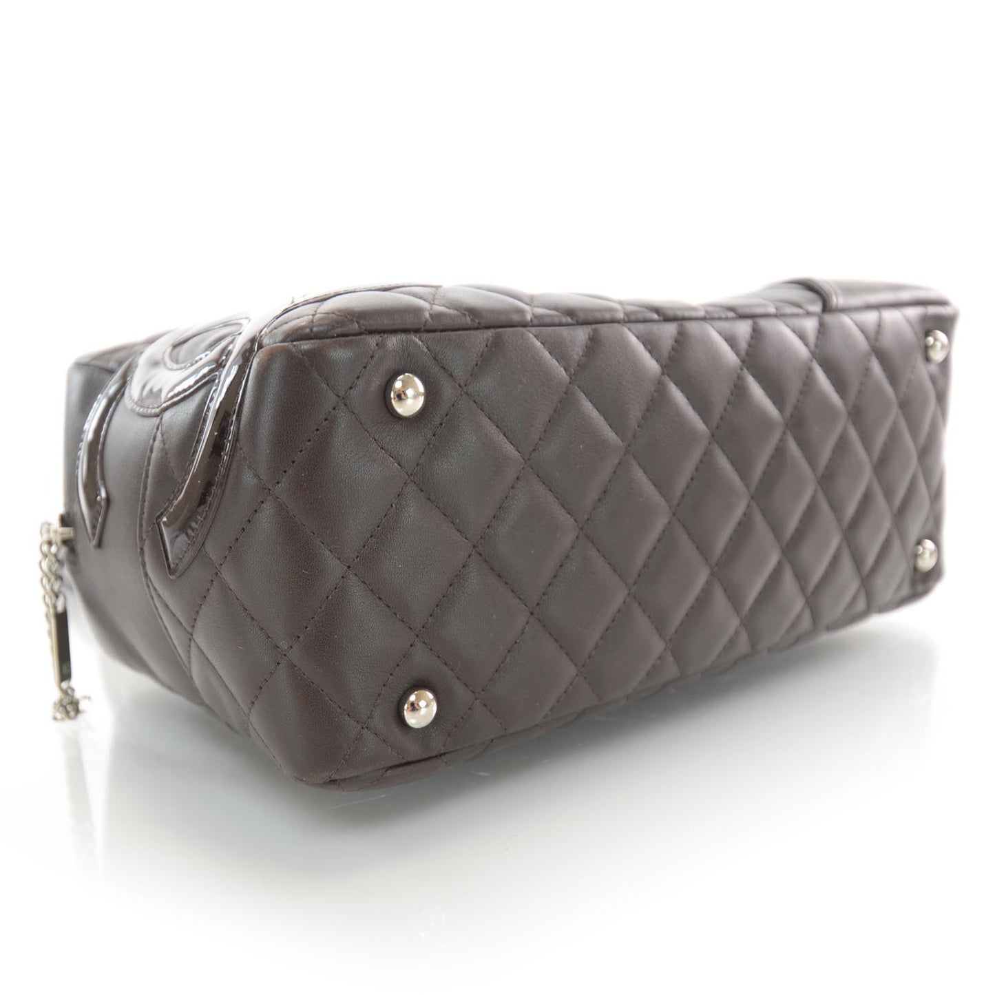 Calfskin Quilted Large Cambon Bowler Dark Brown