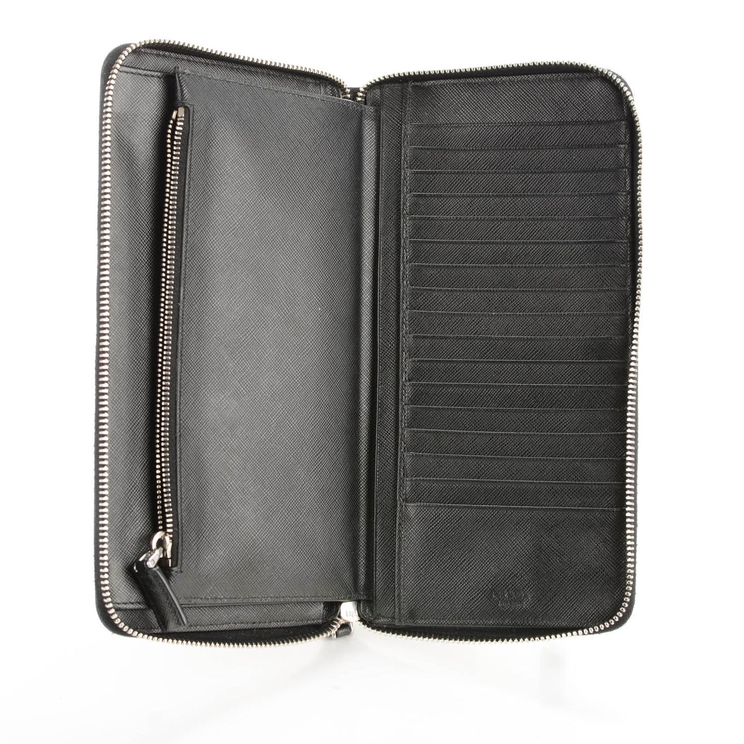 Saffiano Large Zip Around Travel Wallet Nero Black
