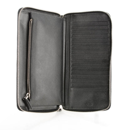 Prada Saffiano Large Zip Around Travel Wallet Nero Black 6 of 10