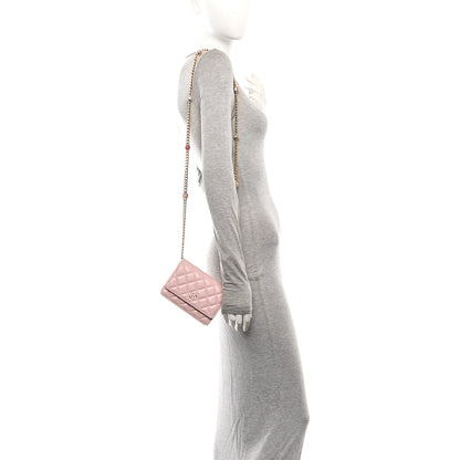 Chanel Lambskin Quilted CC Pearl Enamel Clutch on Chain WOC Light Pink 2 of 11