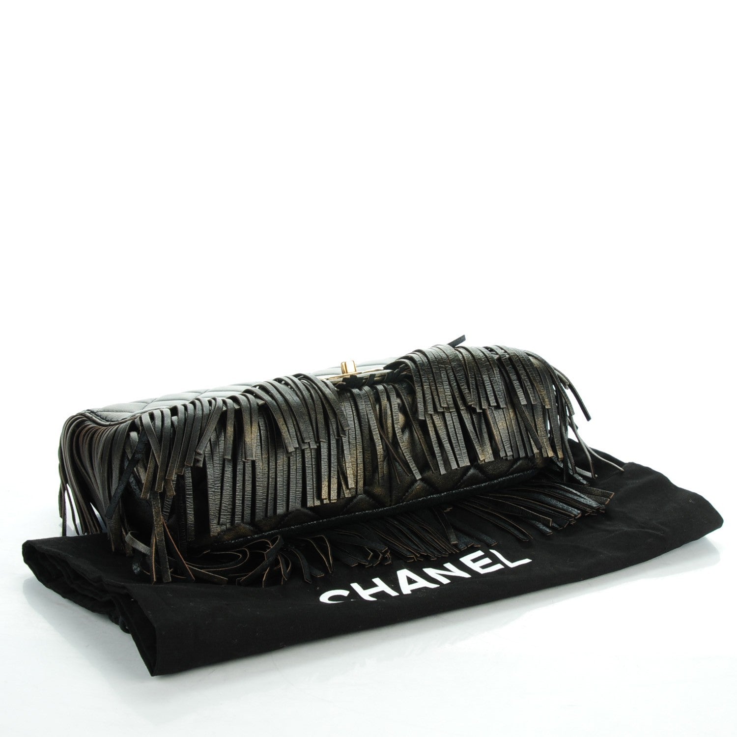 Chanel Metallic Calfskin Quilted Large Into The Fringe Flap Black 4 of 8