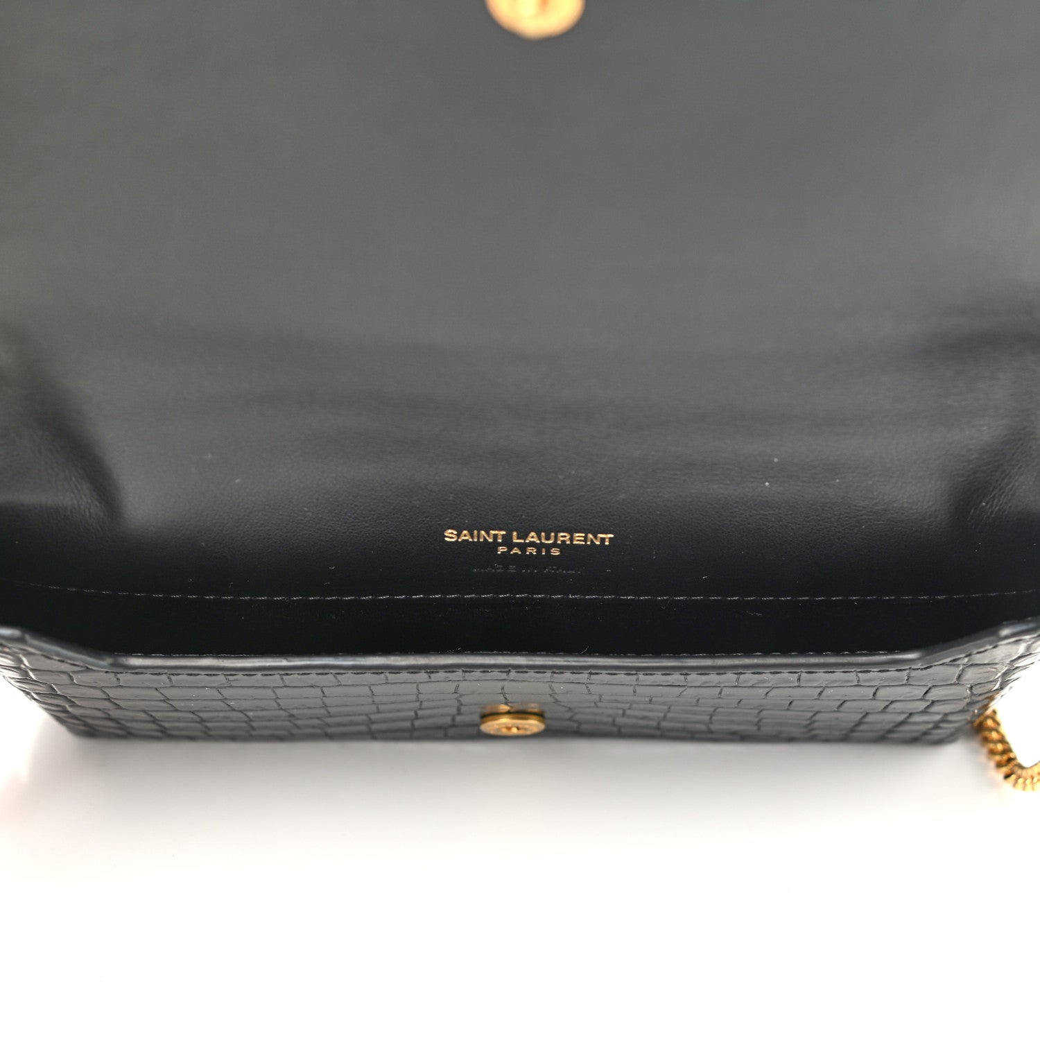 Saint Laurent Crocodile Embossed Monogram Phone Holder Crossbody Black 5 of 11
