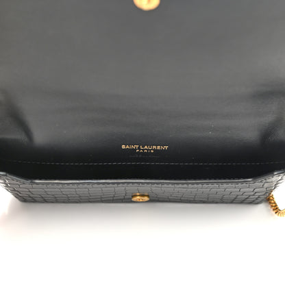 Saint Laurent Crocodile Embossed Monogram Phone Holder Crossbody Black 5 of 11