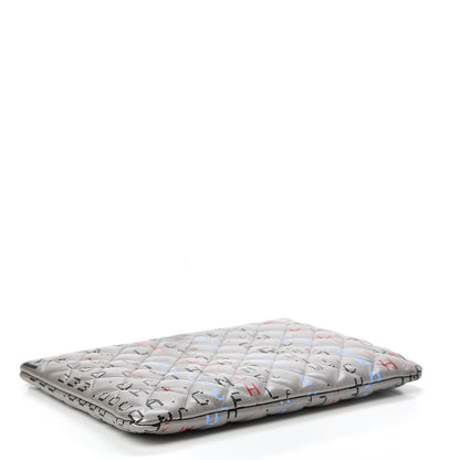 Chanel Metallic Lambskin Quilted Medium Data Center Cosmetic Case Silver 4 of 8