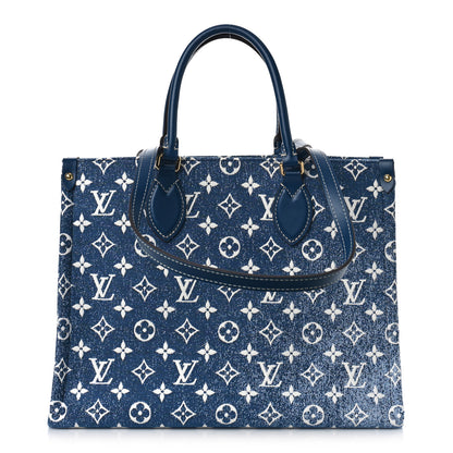 Louis Vuitton Monogram Jacquard Denim Onthego MM Bleu 1 of 8