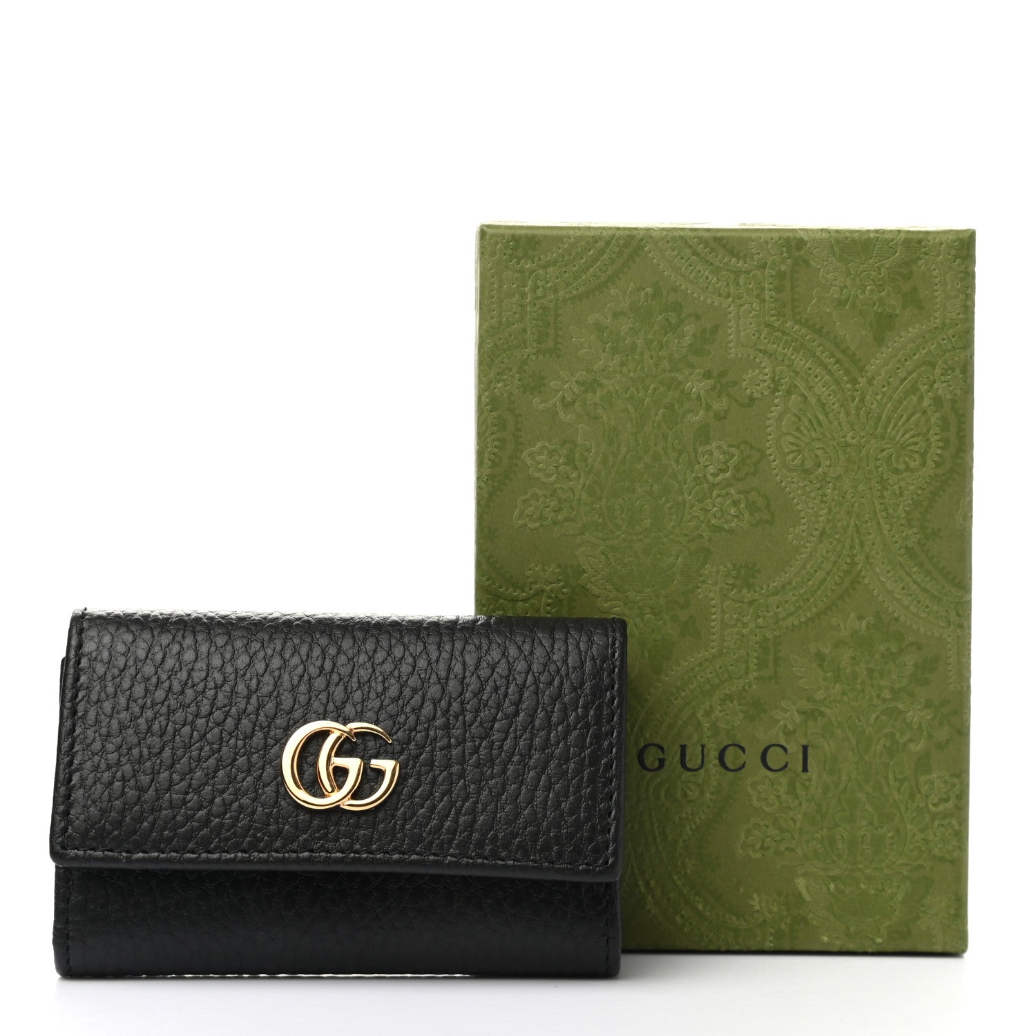 Gucci Pebbled Calfskin GG Marmont 6 Key Holder Black 9 of 9