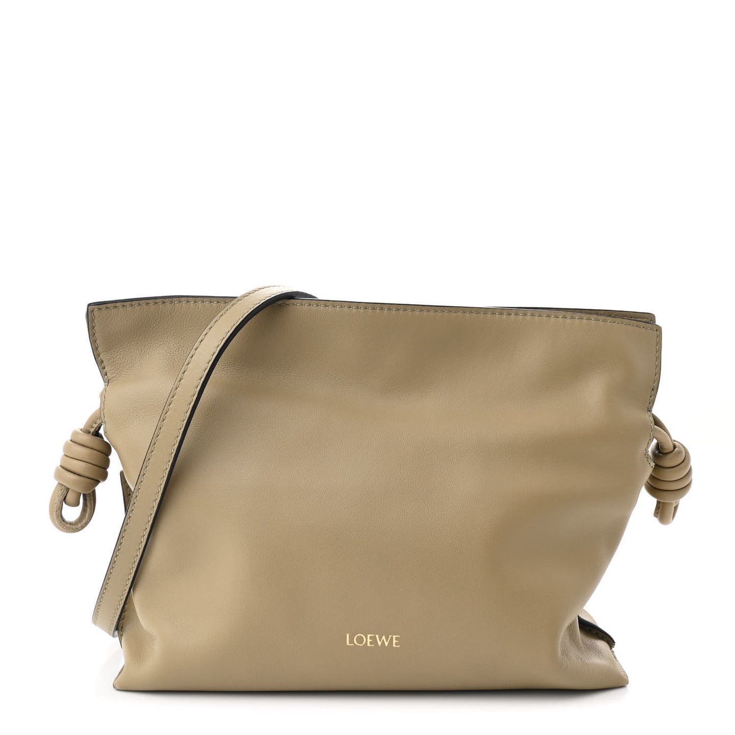 Calfskin Mini Flamenco Knot Clutch Clay Green