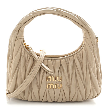 Miu Miu Nappa Matelasse Small Wander Hobo Sabbia 1 of 11