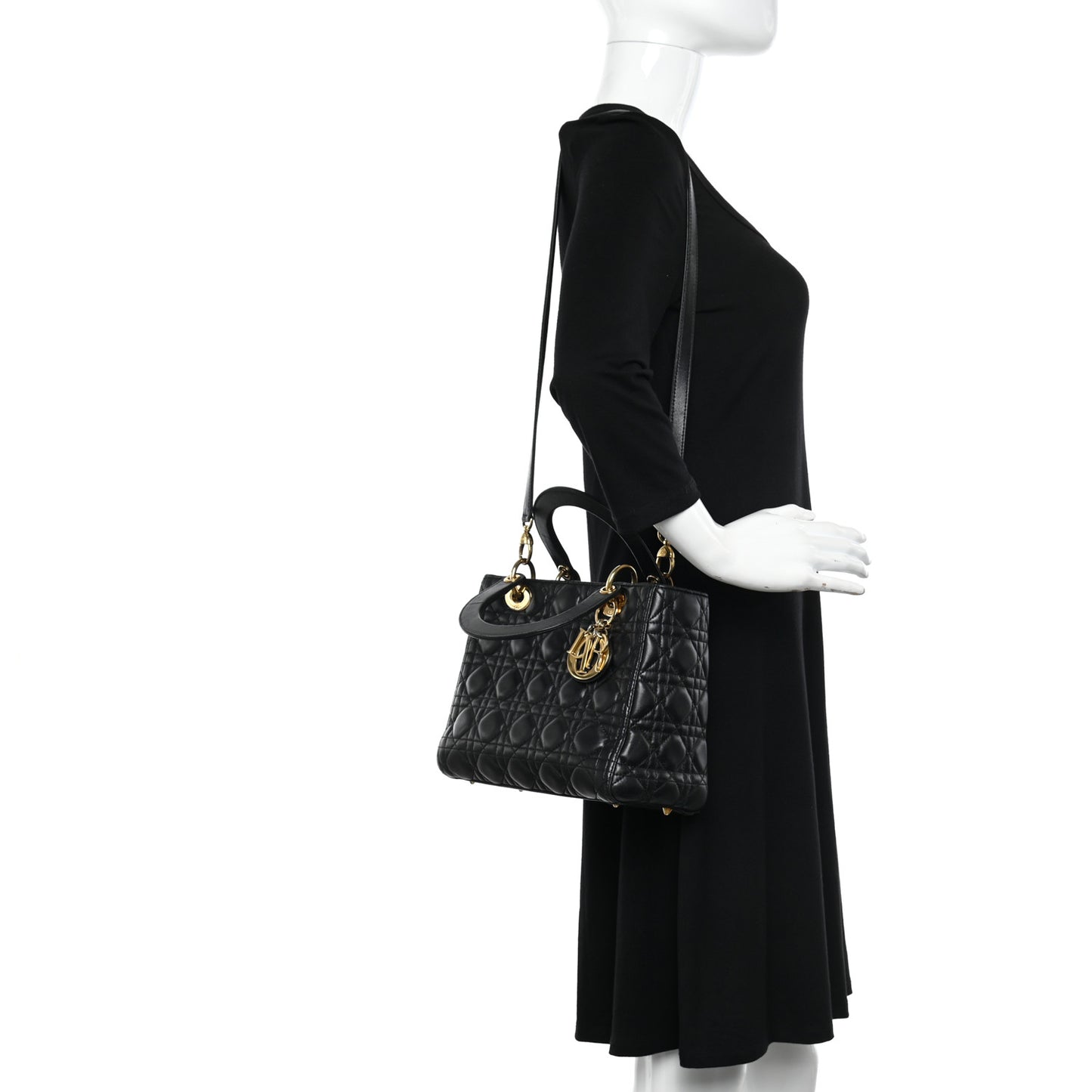 Lambskin Cannage Medium Lady Dior Black
