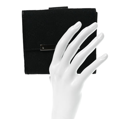 Gucci Monogram Textured Calfskin Metal Bar French Flap Wallet Black 2 of 11