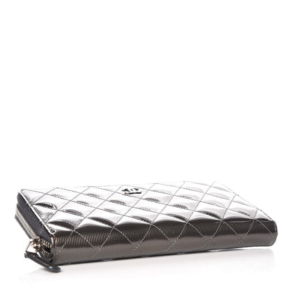 Chanel Striated Patent Zip Around Wallet Dark Grey 4 of 8